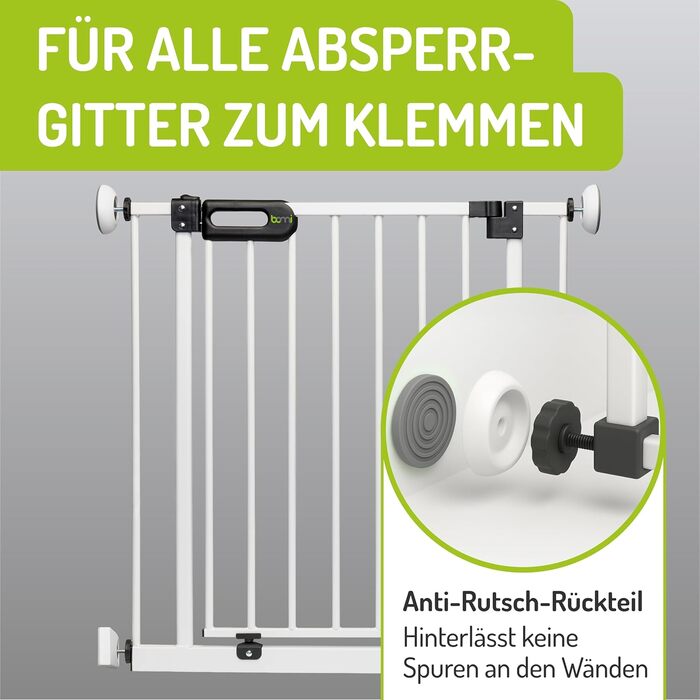 Захисний бар'єр BOMI Mira для дверей | Бар'єр для котів з люком | Ідеальний бар'єр для собак, котів та цуценят | Металевий бар'єр для собак у квартиру, білий | Ширина: (захисні накладки на стіну (2 круглі та 2 кутові))