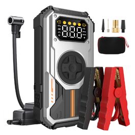 Powerbank Eigotrav Starthilfe: пусковий пристрій для авто 6000A, 12V, 150 PSI компресор, LED, LCD, сріблястий (до 7.5L бензин, 6L дизель)