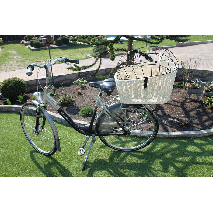 Корзина для собак на багажник Marcus Hundefahrradkorb XXL з плетіння з лози та металевою сіткою, з подушкою