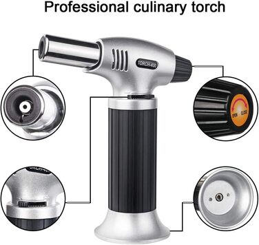 Газовий пальник Flintronic для приготування Creme Brulee, BBQ, кемпінгу, кодування. 3-х дюзовий, з безпечним замком, 2 щітки (Butan не входить)