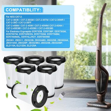 Фільтри для пилососа AEG CX7 (4 шт.) - Замінні фільтри для AEG AEF150, CX7-2 Classic, Ergorapido, QX8 Animal x Power