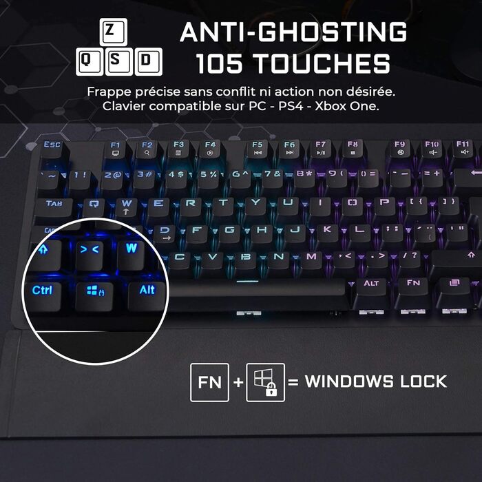 G-LAB Keyz Carbon-E RGB Механічна ігрова клавіатура (синій перемикач) чорна