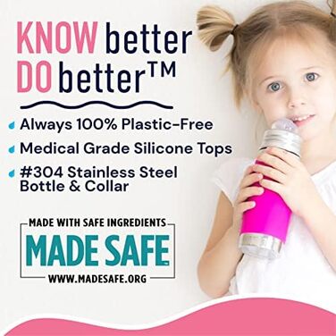 Pura Sport vacuum-insulated 650 ml stainless steel water bottle with silicone sport flip-top lid and sleeve, (plastic-free, non-toxic certified, BPA-free) (Pink)