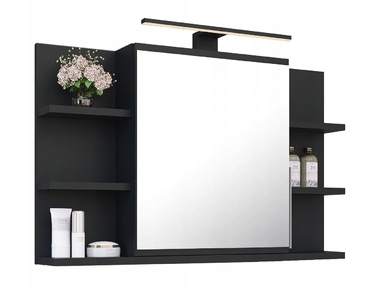 Підвісна шафа у ванну кімнату Better Home з дзеркалом, чорний матовий, 80x50 см