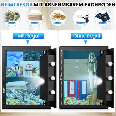 Великий сейф 50л для дому: вогнестійкий, водонепроникний, з ключем та кодовим замком. Сейф для ювелірних виробів, документів, грошей. Вбудована сигналізація, настінний сейф.