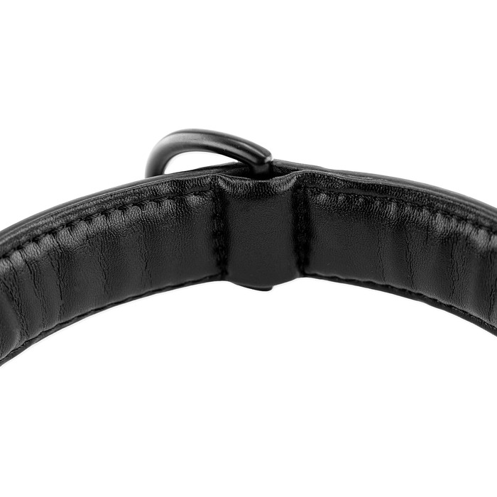 Нашийник для собак Brute Strength з натуральної шкіри, чорний, чорні шви, розмір L (46-53 см)