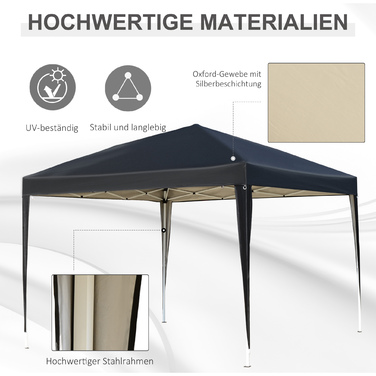 Outsunny Gazebo approx. 3x3m, water-resistant, stable, winter-proof, pop-up folding gazebo, UV protection, foldable party tent, garden tent with bag, garden gazebo for camping and garden, Black | Aosom