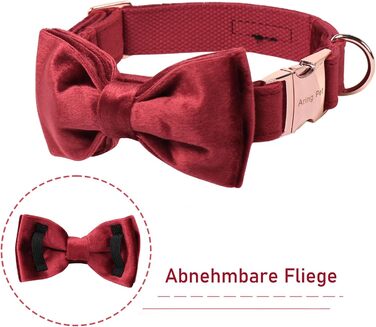 Нашийник для собак Aring з бантиком, регульований, м'який, темно-зелений (S, червоний), подарунок для дівчаток та хлопчиків