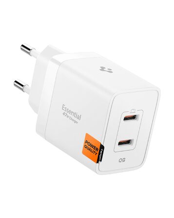 Зарядний пристрій Spigen ArcStation Essential GaN 47W USB-C з PPS, PD 3.0 – для iPhone, Pixel, Samsung, MacBook (Білий)