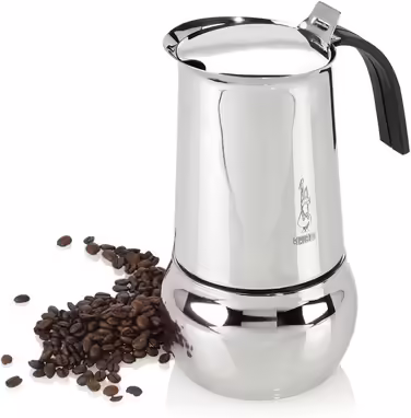 Bialetti Kitty Coffee Maker with Induction Base, Stainless Steel, Silver, 10 Cups