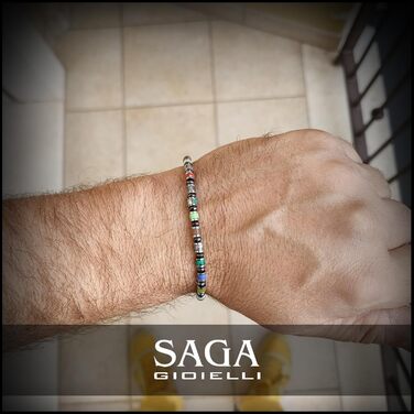 Браслет чоловічий SAGA GIOIELLI з нержавіючої сталі, кольорові сталеві диски, браслети для чоловіків, чоловічий браслет MULTICOLOR E CRISTALLI