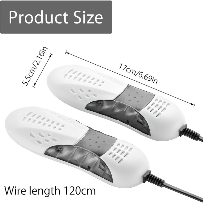 Електричний сушильник для взуття: сушильник для черевиків, гірськолижних черевиків, кросівок, сушильник для походів, дезодоратор, білий