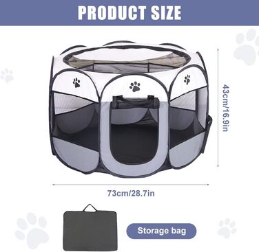 Клітка-забіг для собак та кошенят LUFEIS, складана, водовідштовхувальна, для дому, сірого кольору