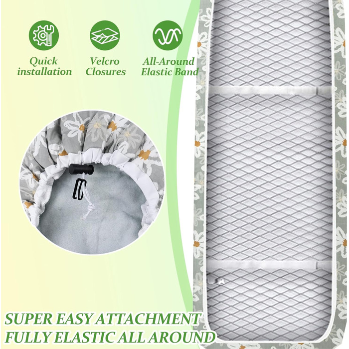 Чохол для гладильної дошки 125x45 см, Extra Dick з бавовни, з підкладкою та терморефлексною поверхнею, з гумкою, сумісний з дошками 117-125x37-45 см, для парогенераторів та прасок, Easy Fit