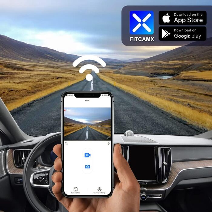 Відеореєстратор FITCAMX для Volvo XC60/S90/V90 (2022-2026) 4K UHD, подвійний (перед/зад), WiFi, G-сенсор, 128GB карта