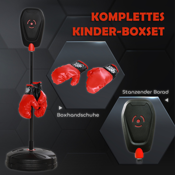 Набір для боксу для дітей AIYA PLAY Standboxsack, регульована висота, включає боксерські рукавички, заповнювана основа, Φ34 x 88-124H см, Чорний