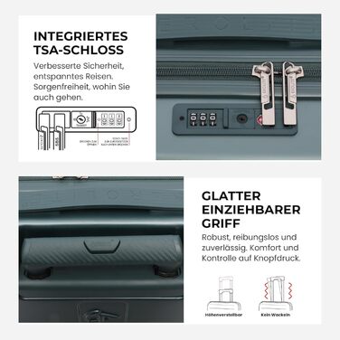 Ручний багаж Aerolite, розширюваний, 55x40x20/23 см, 4 колеса, зелений. Підходить для Lufthansa, Eurowings, Condor, Wizz Air.