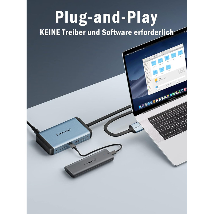 Док-станція USB-C 12 в 1: 3 монітори, HDMI, VGA, Ethernet, USB 3.0, PD 100W, SD/TF, AUX для Windows/Mac/Dell/HP