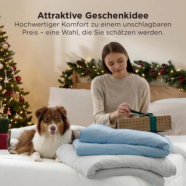 Ковдра BEDSURE 135x200 см, 4-сезонна, стеганий ковдра без наволочки, 300 GSM, для алергіків, сірий/світло-сірий, тепла, м'яка, блакитний (150x200 см)