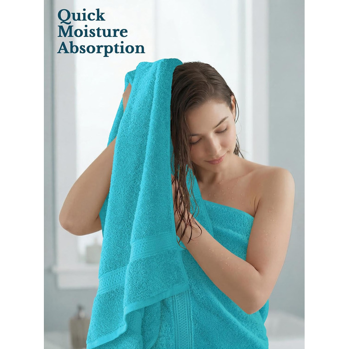 Набір банних рушників Utopia Towels, 100% бавовна, 69 x 137 см, м'які та гігроскопічні, з петлею для підвішування, 4 шт, бірюзовий
