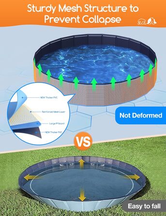 Meowant Foldable Dog Pool, Dog Bathtub, Splash Pool Large Thickened PVC, Extra Large Outdoor Foldable Kids Pool, Portable Non-Slip Dog Splash Pool, No Pump Required (272 x 50 cm) (305*50cm)