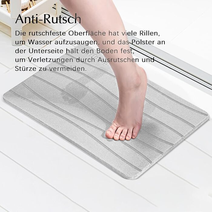 Amilutuo Badematte Stein, Diatomite Stone Bath Mat, Non-Slip Stone Bath Mat, Quick-Drying Stone Bath Mat (Dark Gray C, 60 x 39 cm) Dark Gray Curved Pattern 39x60cm