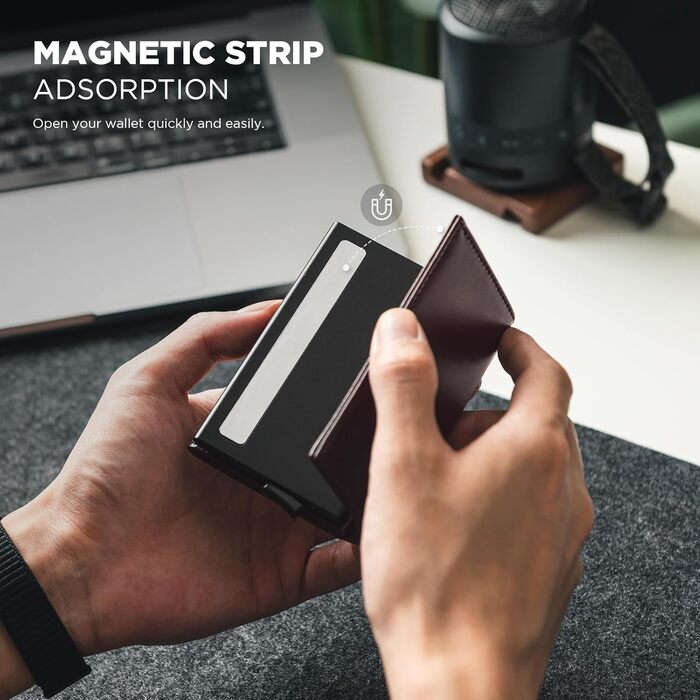 Чоловіче шкіряне картхолдер VULKIT з RFID-захистом, відділенням для грошей та ID-віконцем (натуральна шкіра, колір еспресо)