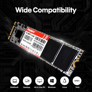 KingSpec 1TB M.2 SSD 2280: Внутрішній SSD-накопичувач SATA III 6Gb/s для ПК та ноутбука (швидкість читання/запису до 580/520 МБ/с)