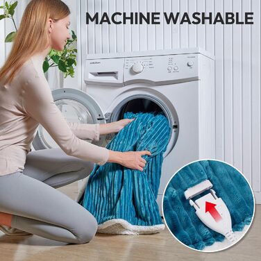 Електрична ковдра з автовимкненням YDW - 200x180 см. Тепла, затишна ковдра для ліжка з захистом від перегріву, що стирається. (Турквіс, 180x130 см)