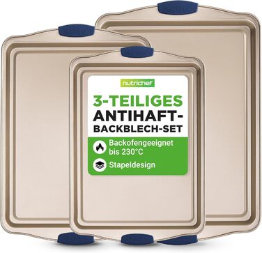 Набір форм для випічки NutriChef 6 шт. – дека для випічки, форма для мафінів, кексова форма з антипригарним покриттям, термостійка до 230°C, складна з силіконовими ручками з вуглецевої сталі – ідеально підходить для тортів, хліба та мафінів