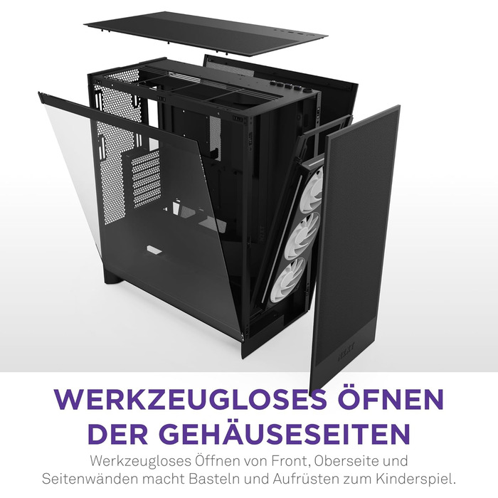 Корпус NZXT H7 Flow | Mid-Tower ATX з покращеною вентиляцією | Чорний | Підтримка 3 x 120 мм вентиляторів для охолодження GPU