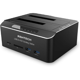 Док-станція для жорстких дисків RSHTECH з двома відсіками, USB 3.0, алюміній, підтримка 2.5/3.5