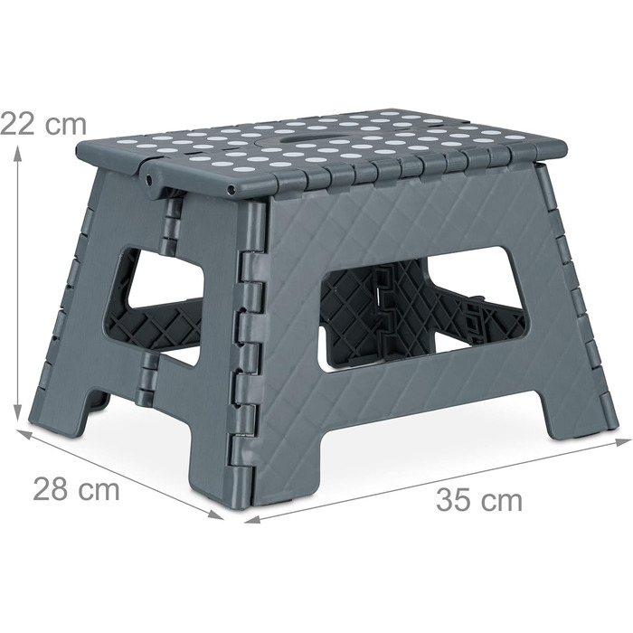 Складний табурет Relaxdays - туристичний, дитячий, для ванної кімнати, до 150 кг, пластик, сірий/білий (антрацит/білий)