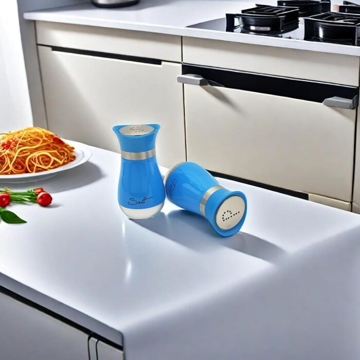 Набір солі та перцю (2 шт) з підставкою, скло та нержавіюча сталь, для кухні та кемпінгу