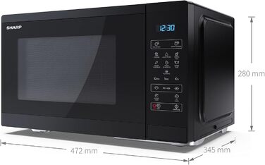 Мікрохвильова піч SHARP YC-MS252AE-B: 25 літрів, 900W, чорна