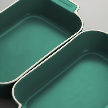 Форма для лазаньї, 2 шт, 22 x 12 см, керамічна, з ручкою, блакитна та зелена