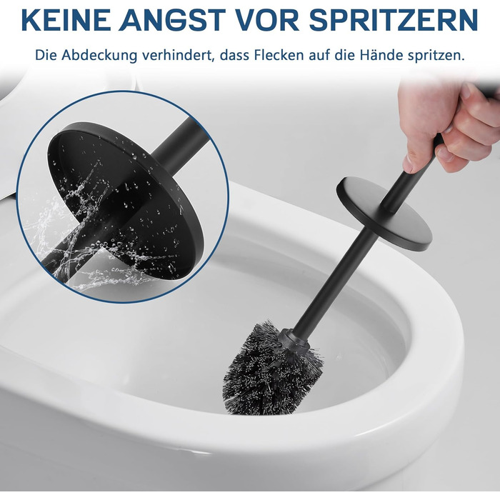 Набір для чищення унітазу Fiisayl: щітка та тримач з нержавіючої сталі, чорний колір