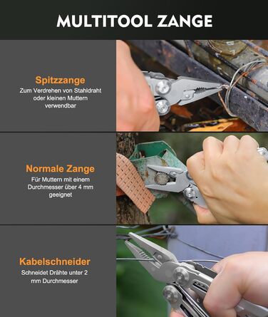 Мультитул 14 в 1 з нержавіючої сталі з кейсом: плоскогубці, ніж, пилка, викрутки для чоловіків. Ідеальний для кемпінгу, ремонту та подорожей