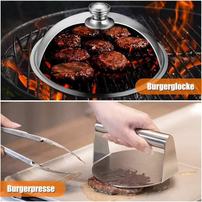 Набір гриль-аксесуарів Kwaiyole: набір інструментів для гриля з нержавіючої сталі, важкий гриль-шпатель, аксесуари для кемпінгу, BBQ, Smoker, Plancha, газового гриля. Ідеальний подарунок для чоловіків та жінок.