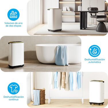 Електричний осушувач повітря JUMMICO 12л/день з датчиком вологості, 2.2л бак, LED-дисплей, шланг 1.5м, фільтр для дому, ванної кімнати