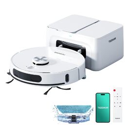 Робот-пилосос Tesvor S8MAX 3-в-1 з функцією миття підлоги, 8000Pa, LiDAR-навігація, 240 хвилин роботи, керування через додаток/Alexa, самостійна вивантаження сміття, 2.5L, для великих приміщень та домогосподарств з тваринами