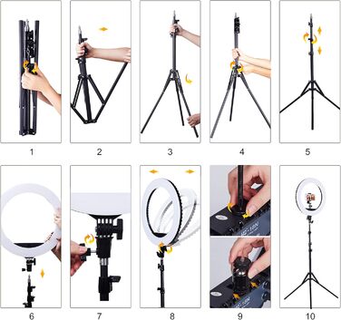 LED кільцева лампа CXYP 18 дюймів зі штативом, диммер, пульт дистанційного керування, для YouTube, TikTok, фото/відео, селфі, макіяж, Live-Stream, сумісна зі смартфонами