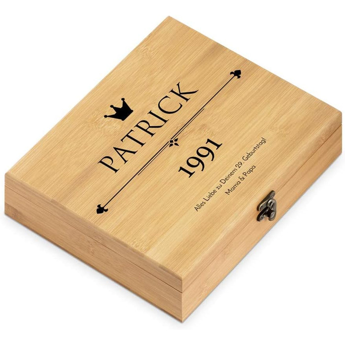 Maverton Wine Opener Set Personalized Wine Set Sommelier Set - Gift Box Wooden Box + 6-Piece Wine Accessory Set - Made of Bamboo - Brown - Birthday Gift for Men - (King)