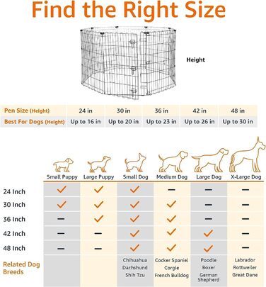 Amazon Basics Octagon, Square, Rectangle Dog Playpen - Foldable Metal Cage with Door - 152.4 x 152.4 x 91 cm