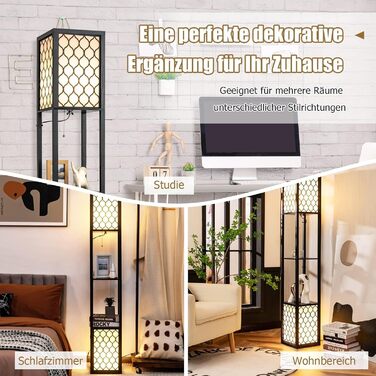 Стельова лампа RELAX4LIFE з 3 полицями, чорна, 160 см, Е27, для вітальні, спальні, офісу