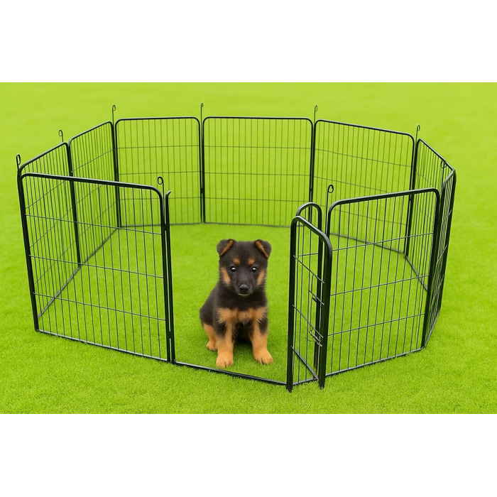 Вигул для цуценят, вольєр, клітка для собак, огорожа для собак, клітка для тварин, огорожа для тварин, клітка для собак з гратами, вигул для тварин, клітка для транспортування, вигул для кроликів, кемпінговий забір, кемпінговий вольєр, 12-TLG., 80 см, клі