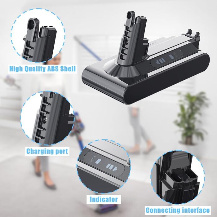 Замінний акумулятор Stanew 21.6V 4500mAh Li-ion для пилососів Dyson V8 SV10 (V10 BATTERY), з 2 фільтрами