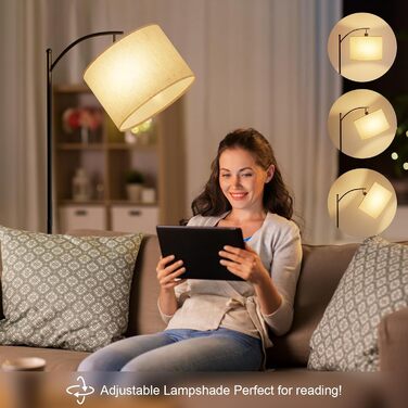 LED торшер GLUROO для вітальні з пультом дистанційного керування, сучасний, з 3 кольорами, регульована яскравість, диммування, з вимикачем на ніжці