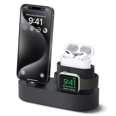 Зарядна станція Elago 3-в-1 для Apple Watch, AirPods та iPhone (білий/чорний) [Оригінальний кабель потрібен]
