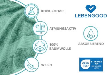 Набір рушників LEBENGOOD 10 предметів, 100% бавовна, Oeko-TEX, м'які та гігроскопічні (2 банні, 4 для рук, 4 рукавички), колір Aqua